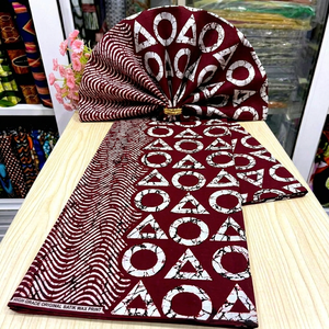 Tela Batik con Estampado de Cera, Patrón Geométrico Abstracto, Color Marrón y Blanco, 58/60 Pulgadas, Textil para el Hogar, Material de Algodón Tejido - Product Image 1