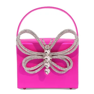 2024 Custom Crystal Butterfly Evening Box Bag For Women Luxury Jewelry Handbag