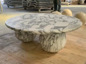 Tavolino da caffè in marmo bianco con Design moderno personalizzato in pietra SH - Product Image 4