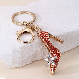 Pendant Diamond Hollow Heels Metal Backpack Keychain Cute Creative Small Gifts High-heeled Shoes Rhinestone <b>Key</b> <b>Chains</b> for Women - Product Image 1