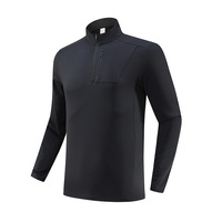 D-B661 hommes Slim Fit T-shirt à manches longues à séchage rapide respirant sweat-shirt de sport pour la course à pied col semi-zippé en gros