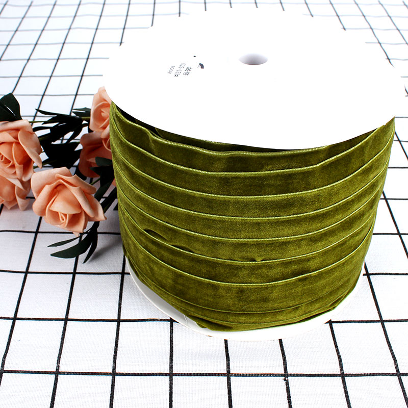 Factory Wholesale Black pink Dark Grey Large 1inch Soft Wired Velvet Silk Ribbon Roll Gift Ribbon