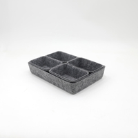 Ensemble de paniers de rangement en feutre empilables et pliables pour gagner de la place, idéal pour organiser les câbles et les clés sur le bureau