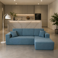 Canapé d'angle modulable Amperui en forme de L avec revêtement en velours côtelé, design moderne, gain de place, idéal pour hôtels et salons