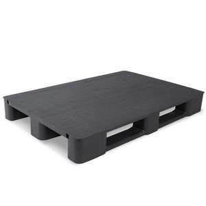 พาเลทพลาสติกขนาดยูโร3แบบไม่มีขอบปลอดภัย lxwxh 1200x800x145มม. แท่นวางสีดำแบบปิดด้านบน - Product Image 1