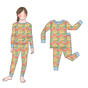 Penjualan terlaris kualitas tinggi 2 buah cetakan bunga bambu Perempuan Piyama Set pakaian tidur untuk anak-anak - Product Image 2