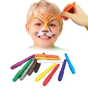 KHY 12 renk Facepaint beyaz Bodi yıkanabilir cilt boya kalemi işaretleyici organik yüz çocuk Nen vücut kiti için yüz boyası mum boya