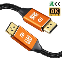 Câble DP1.4 8K 60Hz 4K 144Hz 2K 165Hz Câble tressé 1.4 DP Prise en charge HDR HDCP 2.2 7680 Aluminium Gris Orange