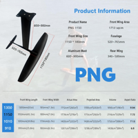 Hydrofoil entièrement en carbone PNG910-1300 avec mât en aluminium 600-900mm pour Pump Foil, Foil SUP, Foil Wing, Kite Foil, Surfing – Vente en gros OEM