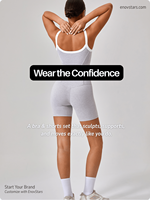 Ensemble de sport pour femme EnovStars avec logo personnalisé, soutien-gorge de sport dos en U et short cycliste taille haute, Conjunto Deportivo Mujer Conjuntos Fitness