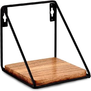 <b>Wall</b> <b>Mounted</b> Wooden <b>Shelf</b> Square Shape Hanging Storage Rack For Living Room Bedroom Dormitory Bedside Organization - Product Image 3