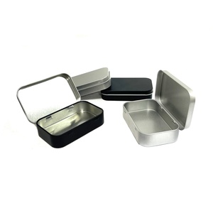 Caja Rectangular de Hojalata Plateada Negra de 94x60x21mm, Caja de Embalaje Personalizada para Regalos y Cosméticos - Product Image 4