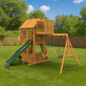 Aire de jeux extérieure pour enfants personnalisée, toboggan en bois, maison de jeu - Product Image 2
