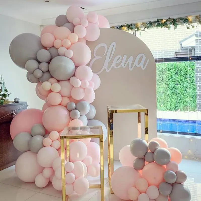 127pcs Macaron Balloons Arch Kit Pastel Grey Pink Balloons Garland 1st Birthday Party Decor Baby Shower Anniversary Supplies