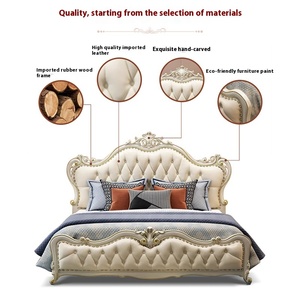 Phong Cách Châu Âu Rắn Gỗ Đôi 1.8M Nữ Hoàng Giường Sang Trọng Mục Vụ Công Chúa Đồ Nội Thất Phòng Ngủ Pháp Da Cho Phòng Đám Cưới Giường - Product Image 4