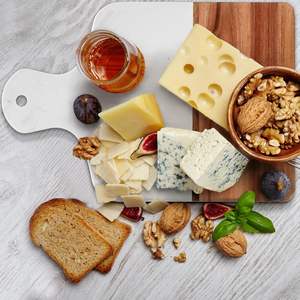 Fromage Planche à découper rectangulaire en marbre de culture et bois d'acacia avec poignée - Product Image 2