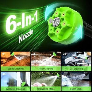 <span class=keywords><strong>Nettoyeur</strong></span> <span class=keywords><strong>haute</strong></span> <span class=keywords><strong>pression</strong></span> sans fil 21V 4.0Ah avec moteur sans balais, 1000 PSI, 25 bars, 150W, 6 en 1, pour voiture/allée/patio - Product Image 2