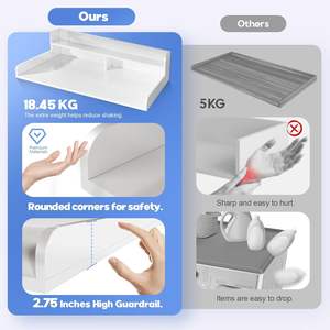 Étagère MDF à 2 niveaux, grand espace, 54x27,5x12 pouces, mobilier moderne pour la maison, revêtement antidérapant pour comptoir, protection pliable pour lave-linge et sèche-linge - Product Image 6