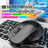 Mouse suara AI cerdas, Mouse nirkabel translasi, penerima USB Mini, Mouse vertikal pelacakan optik, klik senyap untuk rumah