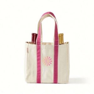 Heavy Duty Cotton Wine Bottle Tote Bag Blank <b>Plain</b> <b>Canvas</b> Wine Carrier Bag With Custom Logo - Product Image 3