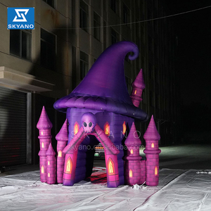 Énorme château de chapeau de sorcière de diable violet d'éclairage de LED gonflable avec <span class=keywords><strong>la</strong></span> tête de fantôme sur le front pour Halloween - Product Image 5