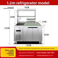 Comptoir de travail réfrigéré pour bar à eau et salon de thé commercial, table de préparation de boissons personnalisable, électrique 220V, pour thé au lait et café