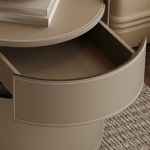 Phong cách cổ điển Khung gỗ bền bên ngoài da cạnh giường ngủ bảng lưu trữ ngăn kéo đầu giường Bàn Cạnh Giường ngủ - Product Image 3