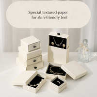 Sofort Lieferbar Großhandel Off-White Spezialpapier Schmuck-Geschenkbox mit Deckel und Boden für Ringe, Ohrringe und Halsketten-Verpackung