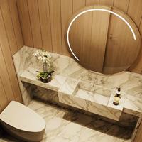 Miroir de salle de bain LED de luxe 5 étoiles avec éclairage, taille personnalisable, commande tactile, indice de protection IP44, miroir mural