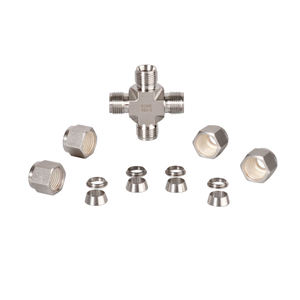 더블 페룰 316 스테인레스 스틸 계측 4-Way 평등 유니온 크로스 튜브 피팅 6000 Psig 미터법 압축 단조 ROKE - Product Image 4