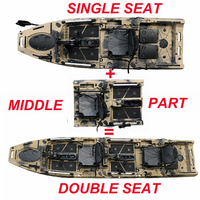 Kayak Modular Vicking 14.76FT untuk 2 Orang, Tandem, Memancing, 3 Bagian, dengan Dudukan Motor Listrik, HDPE, CE, Garansi 2 Tahun