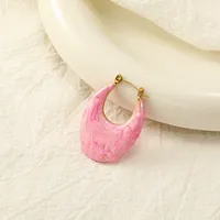 Boucles d'oreilles clous tendance en acier inoxydable, motif marbré rose brillant en forme de U, hypoallergéniques, pour usage quotidien, bijoux pour femmes