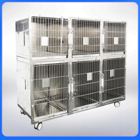 Cage d'élevage vétérinaire respirante en acier inoxydable avec motif solide pour chats pour animaleries