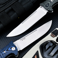 Couteau pliant d'extérieur, lame en acier D2 et manche G10, couteau tactique multifonctionnel EDC pour le camping, la randonnée, la chasse, l'autodéfense
