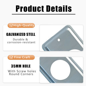 UL514A ฝาโลหะสี่เหลี่ยมขนาด<span class=keywords><strong>4x2</strong></span><span class=keywords><strong>นิ้ว</strong></span>รู35มม. สำหรับเต้าเสียบแผ่นผนังช่องเดียวฝาครอบ1.40" - Product Image 3