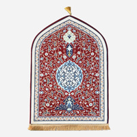 Tapis de prière de voyage moderne en polyester, fait main, lavable, à motif floral, avec dossier antidérapant et poils fins, style artistique islamique