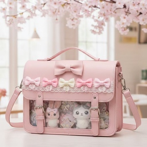 حقيبة يد كاواي وردية جديدة بتصميم عصري لعام 2026، حقيبة إيتا بشريط ودانتيل، حقيبة إيتا يابانية الطراز لطيفة وردية مع نافذة عرض شفافة - Product Image 1