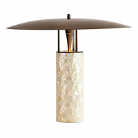 Lampe de table design contemporaine, corps en coquille de capiz fait main, lampe en fer bronze antique, luminaire personnalisé pour hôtel, villa, projet