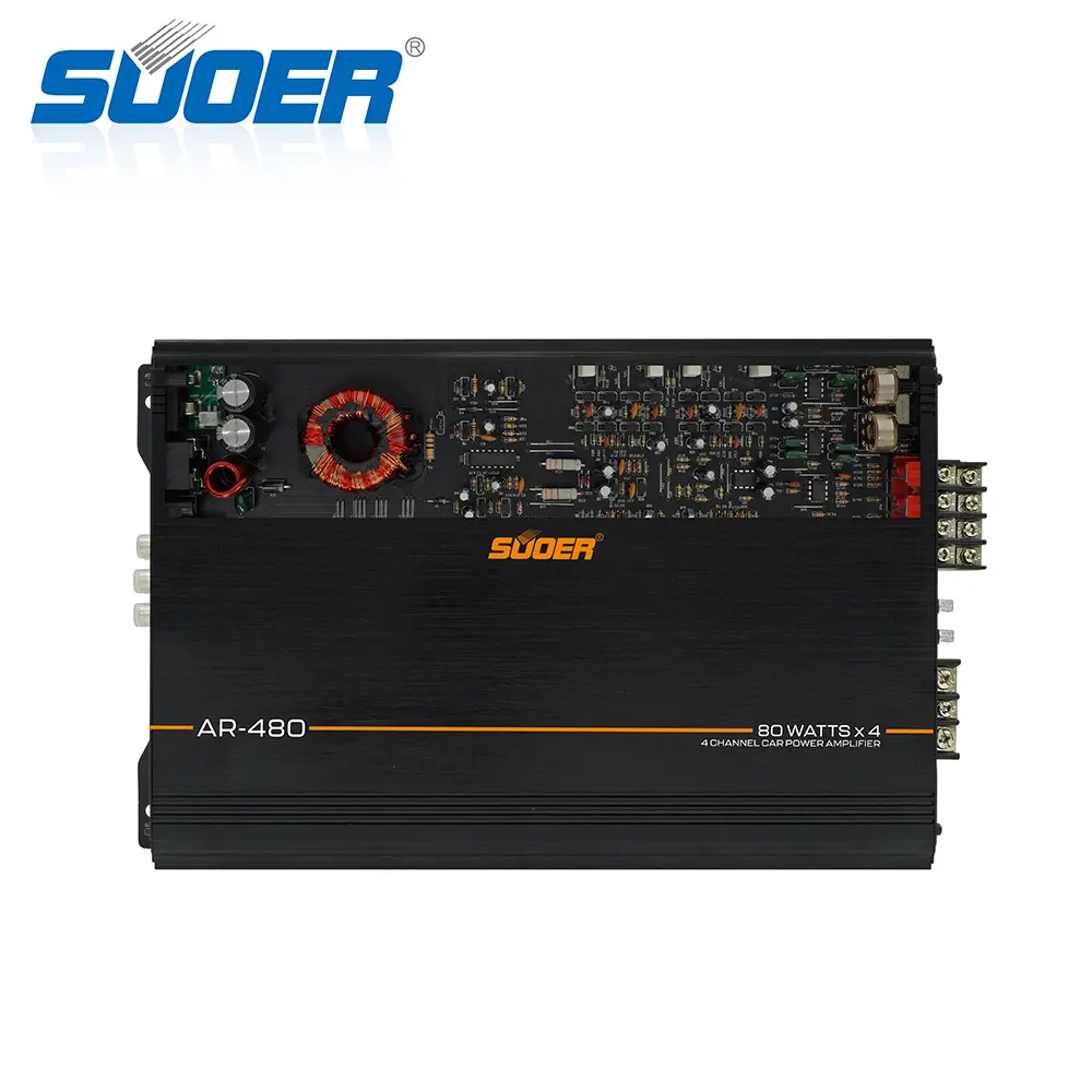 Suoer AR-480カーオーディオアンプ4チャンネルクラスABアンプ1000ワット4*80 wrmsパワーカーアンプ