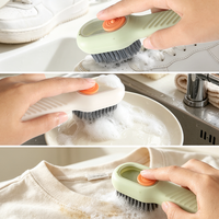 Brosse de nettoyage multi-usages pour la maison avec distributeur de liquide, brosse à récurer les linge à poils rigides avec distributeur de savon