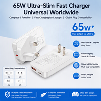 Pengisi Daya Dinding Cepat Ultra Tipis Lipat 65W PD+QC+PPS Port USB Ganda Colokan Lepas Pasang Adaptor Pengisian Daya Laptop Ponsel