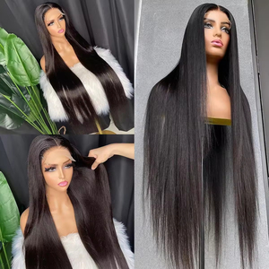 Perruque <span class=keywords><strong>en</strong></span> dentelle HD noire naturelle, pré-décolorée, droite, sans colle, cheveux humains - Product Image 4