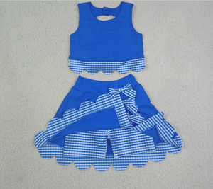 Conjuntos de Yoga de Verano sin Mangas para Niñas, Top de Tirantes con Lazos y Falda, Ropa de Yoga para Niñas - Product Image 4