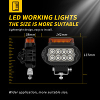 Phare de travail octogonal à 8 LED avec barre d'avertissement ambre, phare antibrouillard tout-terrain robuste pour tracteur, chariot élévateur, SUV, camion