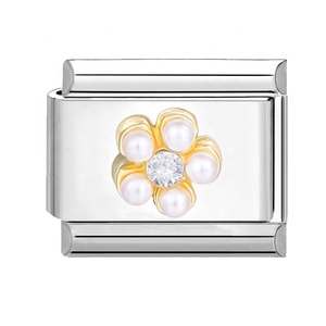 Accesorios Artesanales Italianos con Perlas y Diamantes, Módulo Joker, Venta al Por Mayor para Pulseras de Moda - Product Image 1