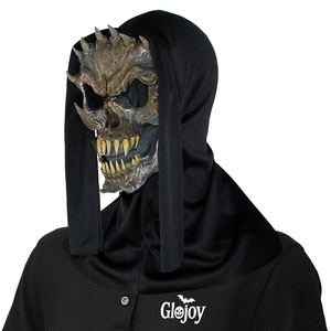 Máscara de PVC de plástico blando con diseño de monstruo de múltiples cuernos, máscara de terror de Halloween, máscara de disfraz de fantasma con capucha negra para fiestas y maquillaje. - Product Image 6