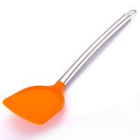 Spatules de cuisine multicolores écologiques en silicone antiadhésives résistantes à la chaleur avec manche en acier inoxydable, ustensile flexible