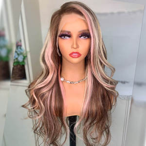 Peluca de <span class=keywords><strong>Cabello</strong></span> Humano <span class=keywords><strong>con</strong></span> Encaje HD 5*5/13*4, Color Rosa Balayage, Sin Pegamento, Ondulada, <span class=keywords><strong>con</strong></span> Reflejos Marrones y Rubios para un Look Hermoso - Product Image 4