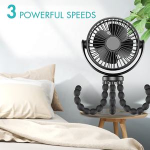 Ventilateur de poussette <span class=keywords><strong>pour</strong></span> bébé à pince rotatif à 360 degrés à 3 vitesses avec trépied flexible, ventilateur portable USB <span class=keywords><strong>pour</strong></span> lit de bébé, tapis de course, vélo, tente, <span class=keywords><strong>camping</strong></span> - Product Image 4