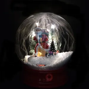Große LED leuchten Weihnachts harz Santa Claus 18cm Glaskugel Schneekugel mit Musik zum Verkauf